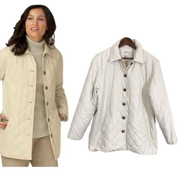 ORVIS White Quilted Jacket Coat Size L - Picture 1 of 5